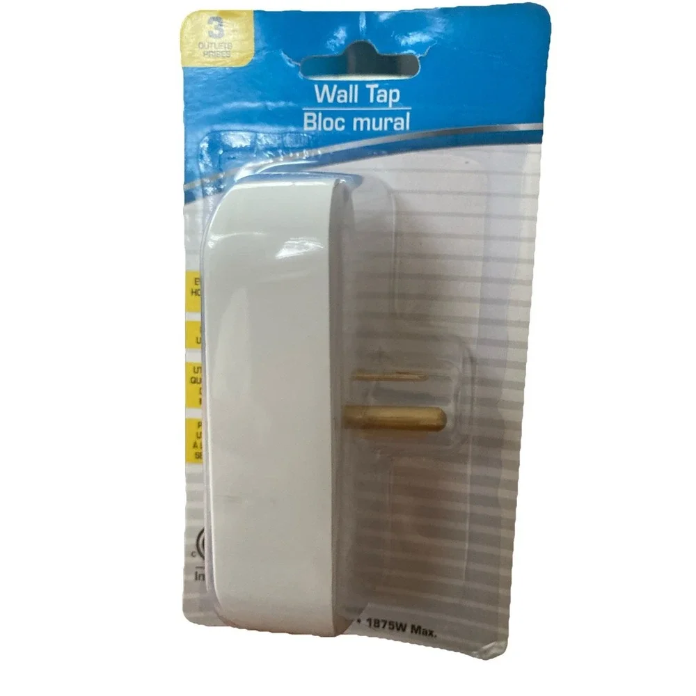 3 OUTLET GROUNDED WALL PLUG- New In Box-Free USA Shipping